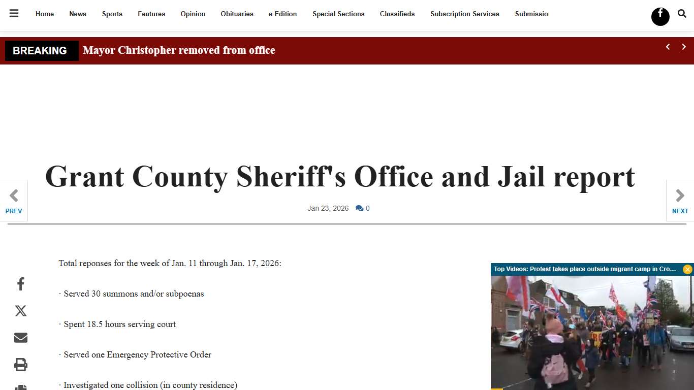 Grant County Sheriff's Office and Jail report Grant County News pmg-ky3.com